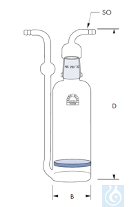 Gaswasfles, grote filterplaat Ø 60, 350 ml, Por. 0, NS 29/32, Robu® Gaswasfles, grote filterplaat...